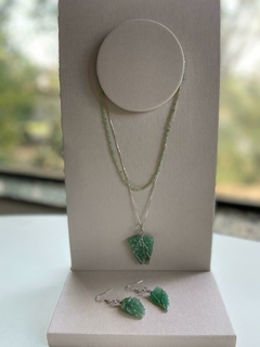 Duo de Colar & Brincos de Quartzo Verde - comprar online
