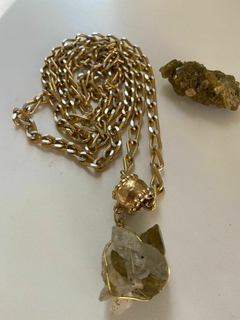 Maxi Colar Dourado com Siderita Drusa Bruta