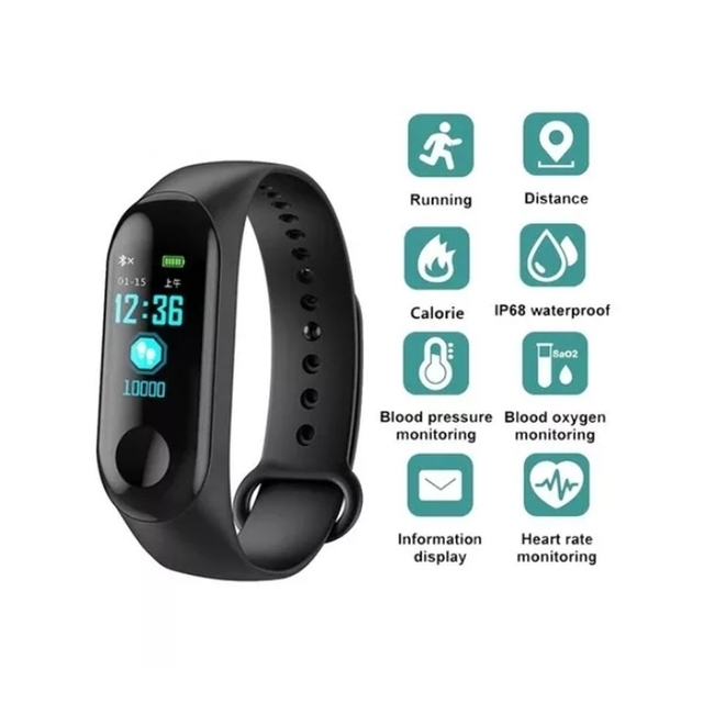 Smart Watch Mujer Hombre M3 Fit Ritmo Cardiaco Cuenta Pasos