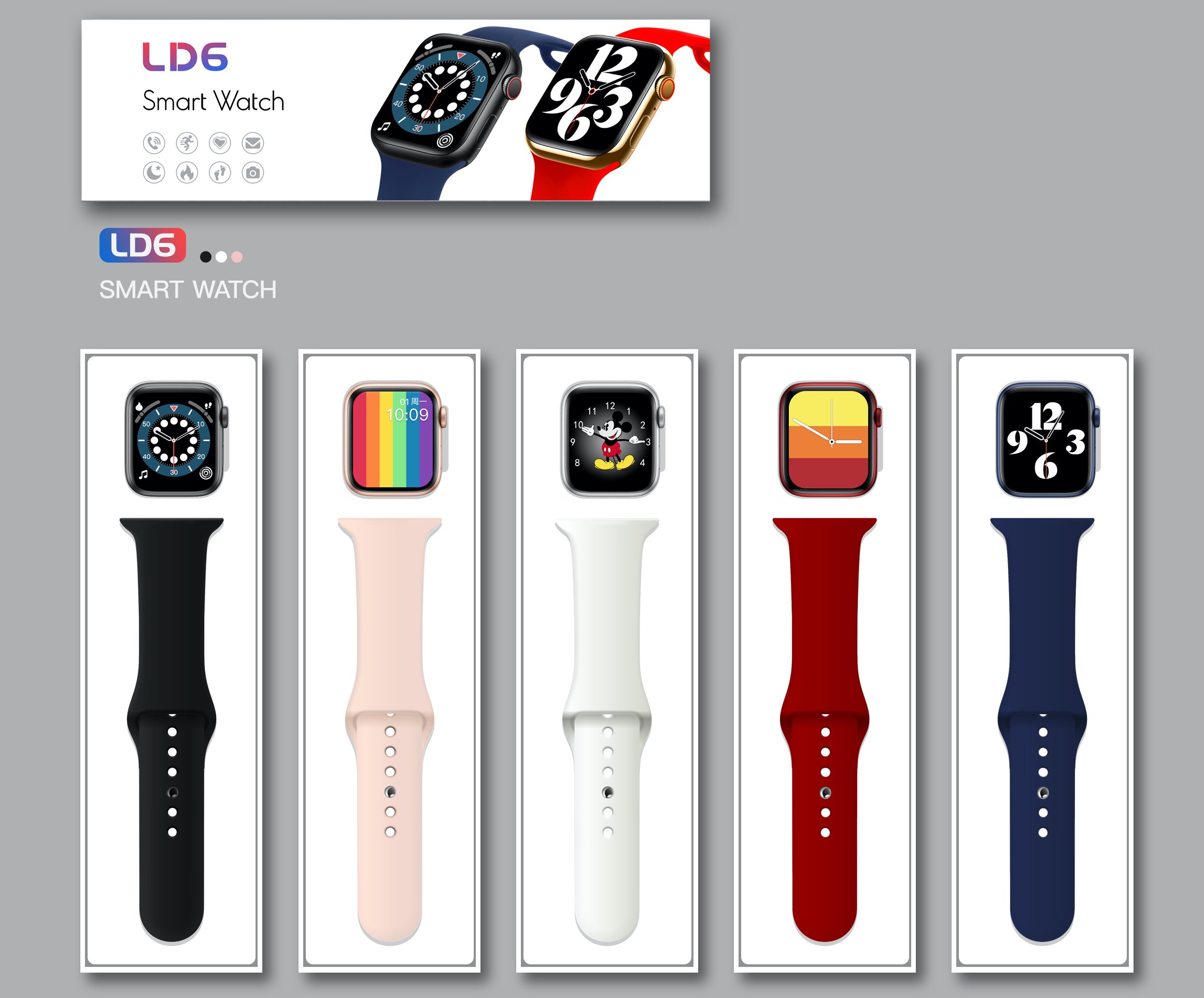 Smartwatch LD6 Serie 6 + Malla Extra de REGALO - iPhone \u0026 Android