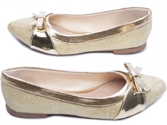 Sapatilha Feminina Glitter Dourado - Elegance Calçados