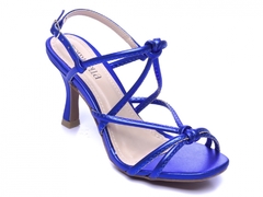 Sandália Feminina Metalizado Cor Azul - Elegance Calçados