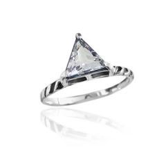 Anel Triângulo de Cristal Prata 925 - comprar online