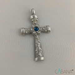Pingente Crucifixo Pedra da Lua Azul Prata 925 - comprar online