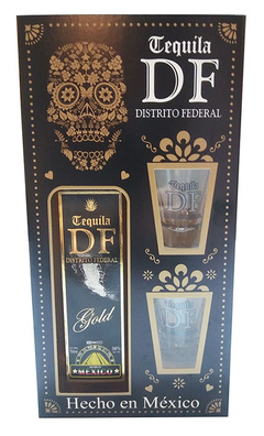 TEQUILA DF GOLD GIFT PACK BOTELLA + 2 CHUPITOS