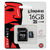 Micro SD 16 GB + Adaptador Marca KINGSTON