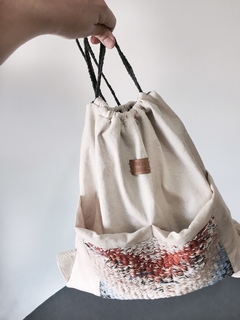 Mochila Flora - degradé celeste y ladrillo ( pre-order) - Oveja calva