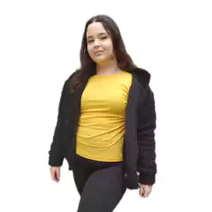 CASACO TEDDY CARNEIRINHO PRETO - Dia & Noite Moda Intima.