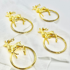 CONJUNTO PORTA-GUARDANAPO 2 PÇS ARGOLA METAL DOURADO RENA