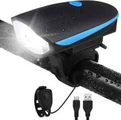 Luz Led Delantera Bicicleta Bocina Carga Usb Ciudad Aventura