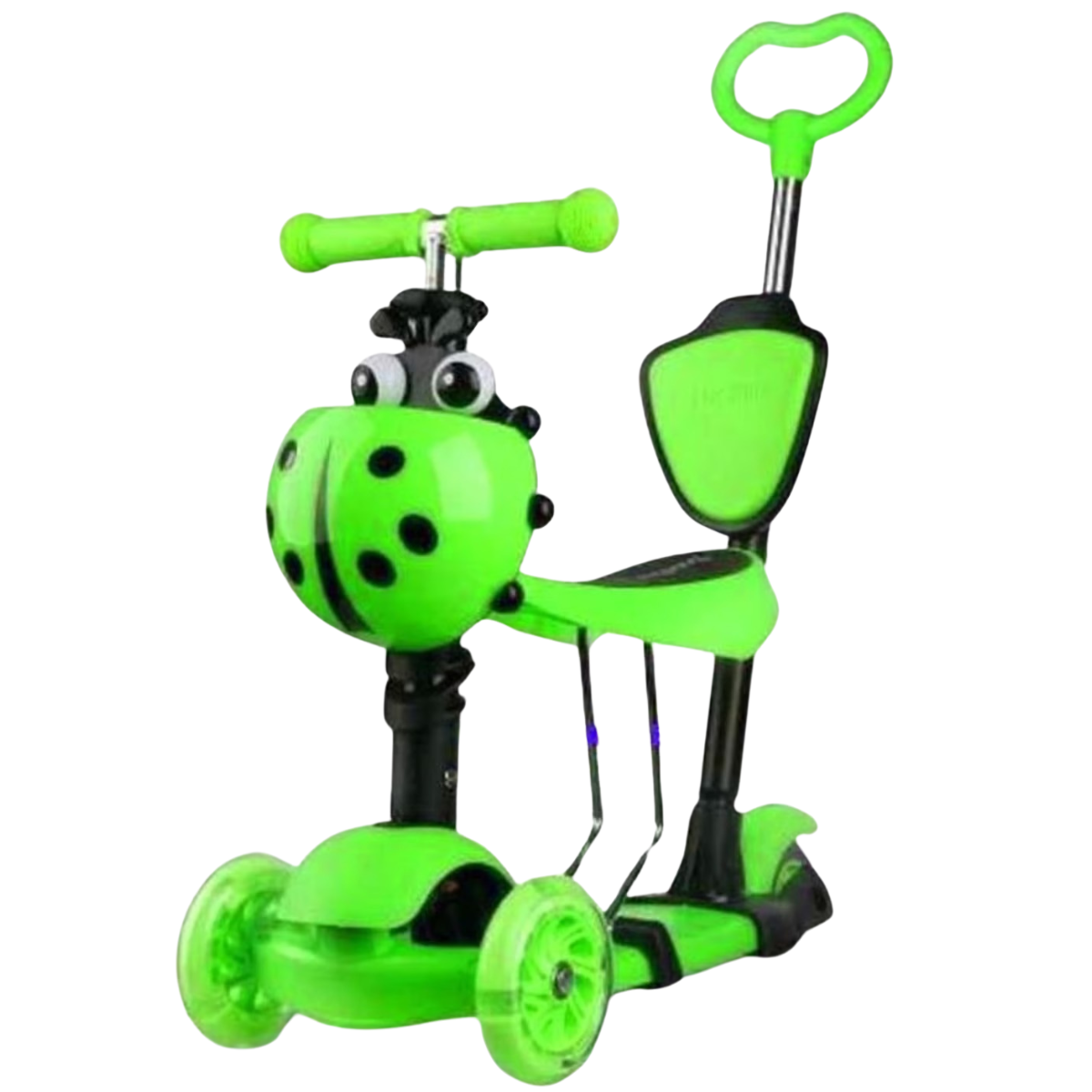 Patineta Mariquita Scooter Monopatín Niño. ¿Por Qué Comprar una Patineta Mariquita Scooter Monopatín para Niños? La Patineta Mariquita Scooter Monopatín Niños es la opción  Beneficios de la Patineta Mariquita Scooter Monopatín Niños Desarrollo del Equilibrio y la Coordinación Con la patineta mariquita , los niños pueden mejorar su equilibrio y habilidades motoras mientras se divierten. El diseño de tres ruedas ayuda a que los más pequeños se sientan seguros al comenzar a aprender.  Diseño Seguro y Duradero La patineta mariquita 5 en 1 está diseñada pensando en la seguridad de los niños. Sus materiales son resistentes y sus ruedas están hechas para proporcionar una buena estabilidad, reduciendo el riesgo de caídas.  Diseño Ajustable para Crecer con el Niño El scooter mariquita cuenta con un manillar ajustable en altura, lo que permite que se adapte al crecimiento del niño, acompañándolo durante varios años.  Diversión en Exteriores Este monopatín fomenta el juego al aire libre, lo que es crucial para el desarrollo físico de los niños. Les ayuda a desconectarse de las pantallas ya disfrutar del movimiento y la naturaleza.  ¿Qué hace especial a la Patineta Mariquita 5 en 1? La patineta mariquita 5 en 1 no es solo un scooter, sino que tiene varias funciones que la hacen única. Dependiendo del modelo, puede incluir un asiento desmontable, convirtiéndolo en un vehículo ideal tanto para principiantes como para niños que ya tienen experiencia en el uso de scooters. Es una inversión a largo plazo, ya que su versatilidad permite ajustarse a las diferentes etapas de crecimiento del niño.  Características Clave de la Patineta Mariquita Scooter Monopatín Niños Ruedas de LED : Las ruedas de muchos modelos están equipadas con luces LED que se iluminan al moverse, lo que no solo las hace visualmente atractivas, sino también más seguras durante los paseos nocturnos. Manillar Ajustable : Como se mencionó, el manillar puede ajustarse a diferentes alturas, haciendo que el monopatín mariquita se adapte a la altura del niño. Asiento Desmontable : Algunos modelos incluyen un asiento que se puede quitar y poner según las necesidades del niño, ofreciendo la posibilidad de usar la patineta mariquita como un triciclo para los más pequeños.