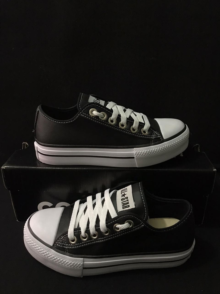 Tênis All Star : Couro ,Preto Plataforma – De Gato e Sapatos
