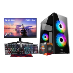 PC AMD RYZEN 5 5600G | 16GB RAM | SSD 480GB | 450W 80+ | MONITOR 24” | PERIFERICOS