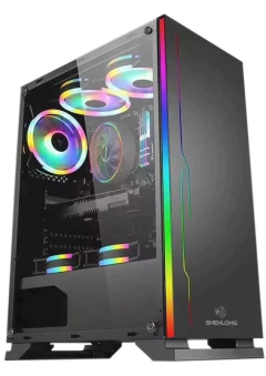 GABINETE SHENLONG GT-701 MID-TOWER ACRILICO COOLER RGB RAINBOW RING X1