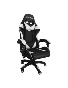 SILLA GAMER CREATION RF-808-2 TAPIZADO DE CUERO SINTÉTICO NEGRA Y BLANCA
