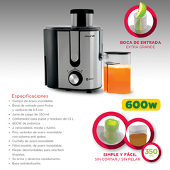 Juguera Eléctrica Smart-tek Fast Juicer 600W 350ml - tienda online
