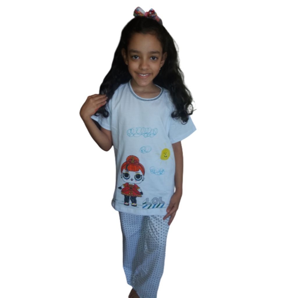 Pijama feminino infantil LOL - para colorir