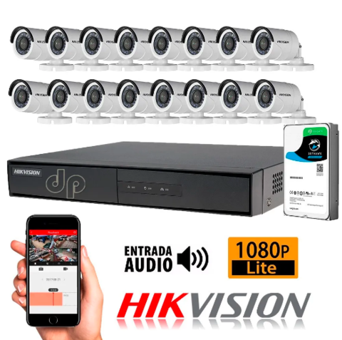 Kit de Video Vigilancia Hikvision 16 cámaras.