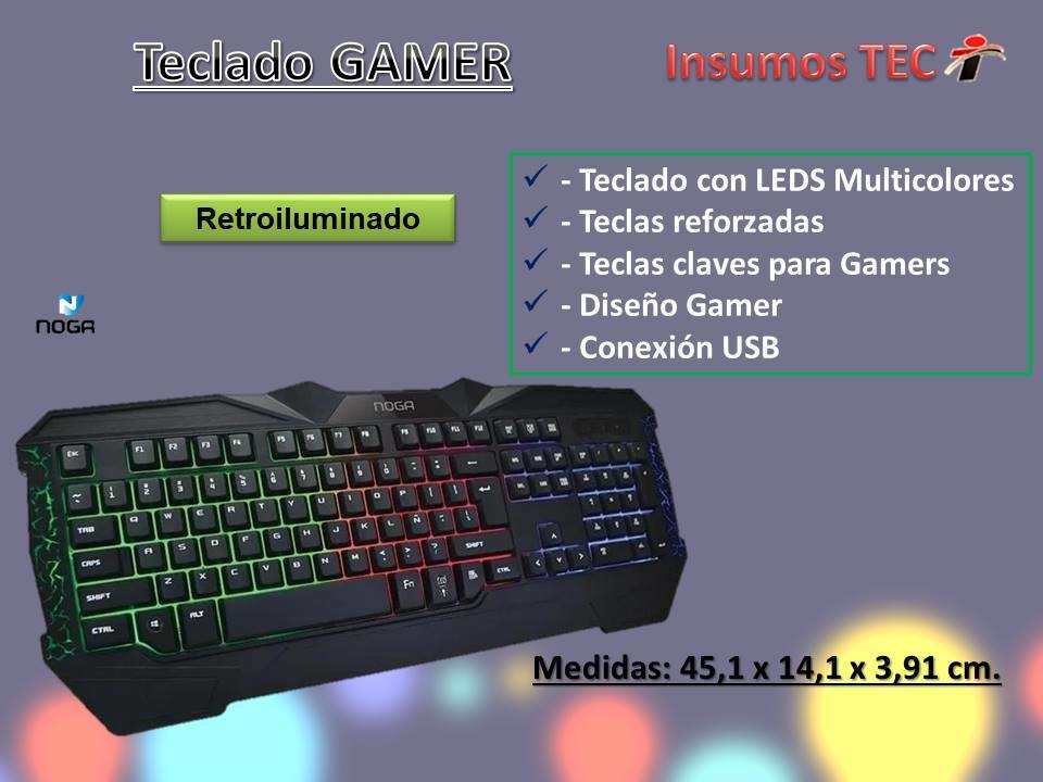 Teclado Gamer Pc Usb Retroiluminado Led Noga Nkb Gk23 Juegos Teclas