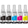 Kit 5 Refis Epson Original T664120 T664 CMYK