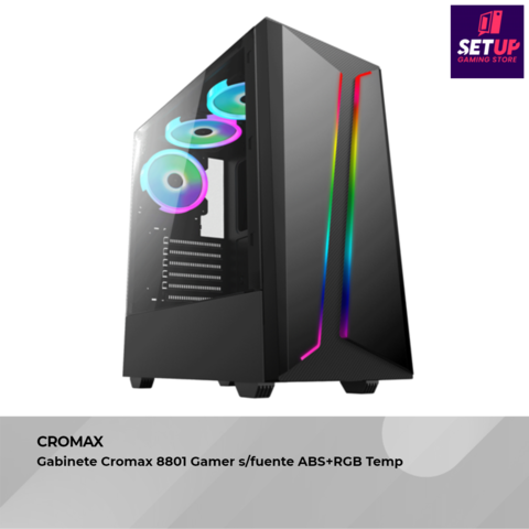Gabinete Gamer Cromax 8801 sin fuente ABS+RGB + Vidrio Templado