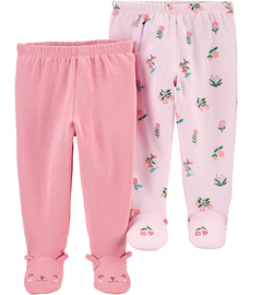 Kit 2 Calças Bebê Menina com Pezinho Carters – Rosê e Floral