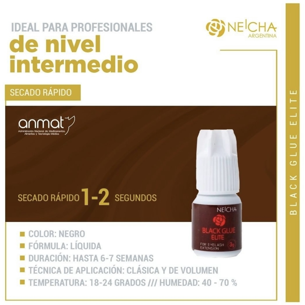 Colle Professionnelle NEICHA ELITE Pour Extensions De Cils 3D-9D - Noire, Séchage 1 Sec - Fabriqué En Corée