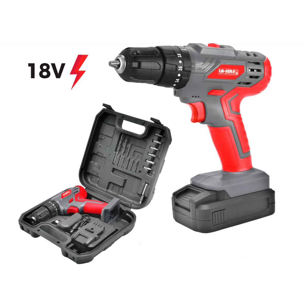 Taladro Atornillador con Percusión LA-SER 18 V + Accesorios