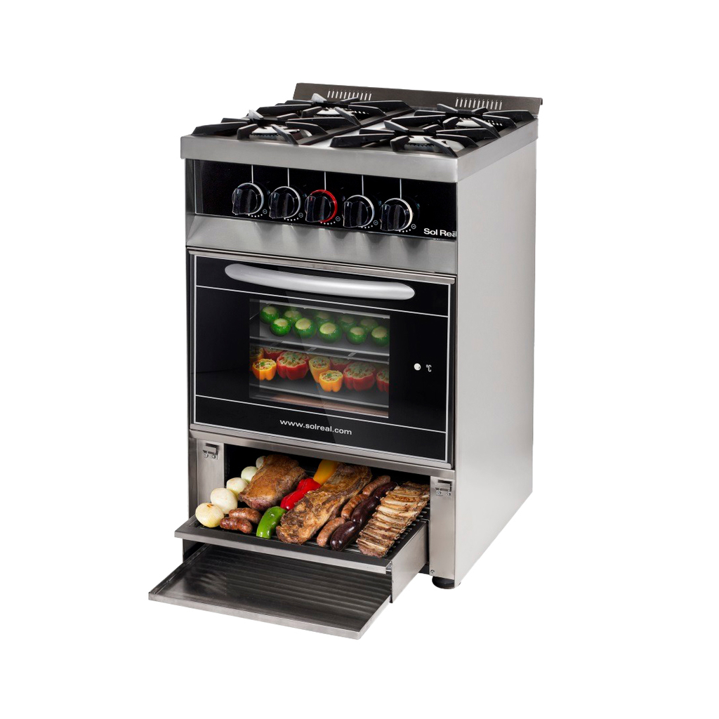 Cocina 4 Hornallas Puerta de Vidrio C/Parilla Sin Humo Sol Real