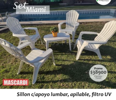 4 SILLONES MIAMI BLANCOS + MESA 77*50 DE REGALO