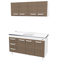 Imagen de Combo Cocina Premium 1.40 Blanco Frente Carvalho (Con mesada)