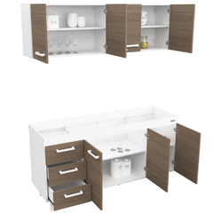 Combo Cocina Premium 1.60 Blanco Frente Carvalho (Sin mesada) en internet