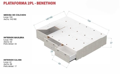 Cama Box Plataforma Sommier 2 Plazas 1.40/1.60 Marron Terra. - tienda online