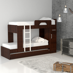 Cama Cucheta Triple con Carro Cama y Gabinete Wengue en internet