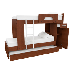 Cama Cucheta Triple con Carro Cama y Gabinete Tabaco - comprar online