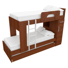 Cama Cucheta Triple con Carro Cama y Gabinete Tabaco - tienda online