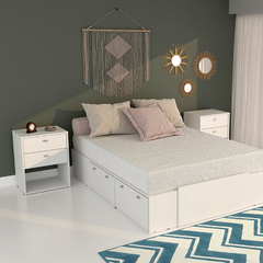 Cama Box Plataforma Sommier 2 Plazas 1.40/1.60 Blanco en internet