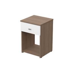 Mesa de Luz 1 Cajón Milenial Blanco con Carvalho - Amuebla