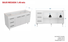 Bajo Mesada Premium de 1,40 Blanco Con Mesada - tienda online