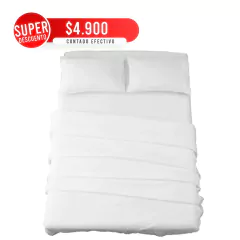 Juego Sábanas Blanca Hotelera 2 1/2 Plazas