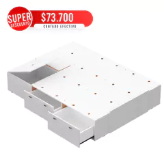 Cama Box Plataforma Sommier 2 Plazas 1.40/1.60 Blanco