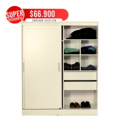 Placard 1.50 con 2 Puertas Corredizas y 2 Cajones Blanco