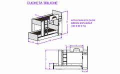 Cama Cucheta Triple con Carro Cama y Gabinete Wengue - tienda online
