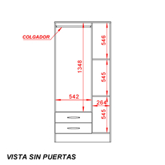Placard 3 Puertas + Chifonier 4 Cajones Venecia - comprar online