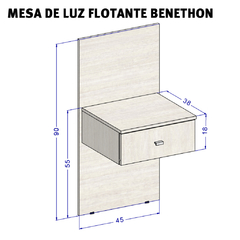 Panel Con Mesa De Luz Flotante Benethon Tbaco - Amuebla