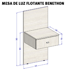 Panel Con Mesa De Luz Flotante Benethon Venezia - Amuebla