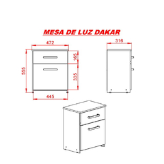 Mesa de Luz 1 Cajón 1 Puerta Tbaco (Combo x 2) - tienda online