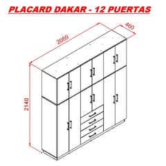 Placard 12 Puertas 4 Cajones Tbaco - tienda online
