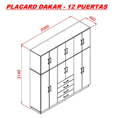Placard 12 Puertas 4 Cajones Venecia - tienda online