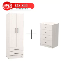 Placard 2 Puertas + Chifonier 4 Cajones Venecia